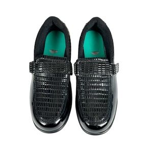 Orthofeet Black Leather Hook and Loop 819 Chelsea Croc Slip-on Shoes Size 9.5 W